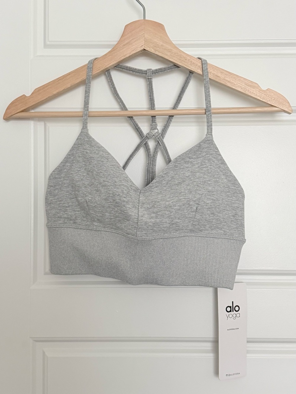 NWT ALO Yoga Heather Gray Strappy Low-Impact Bralette